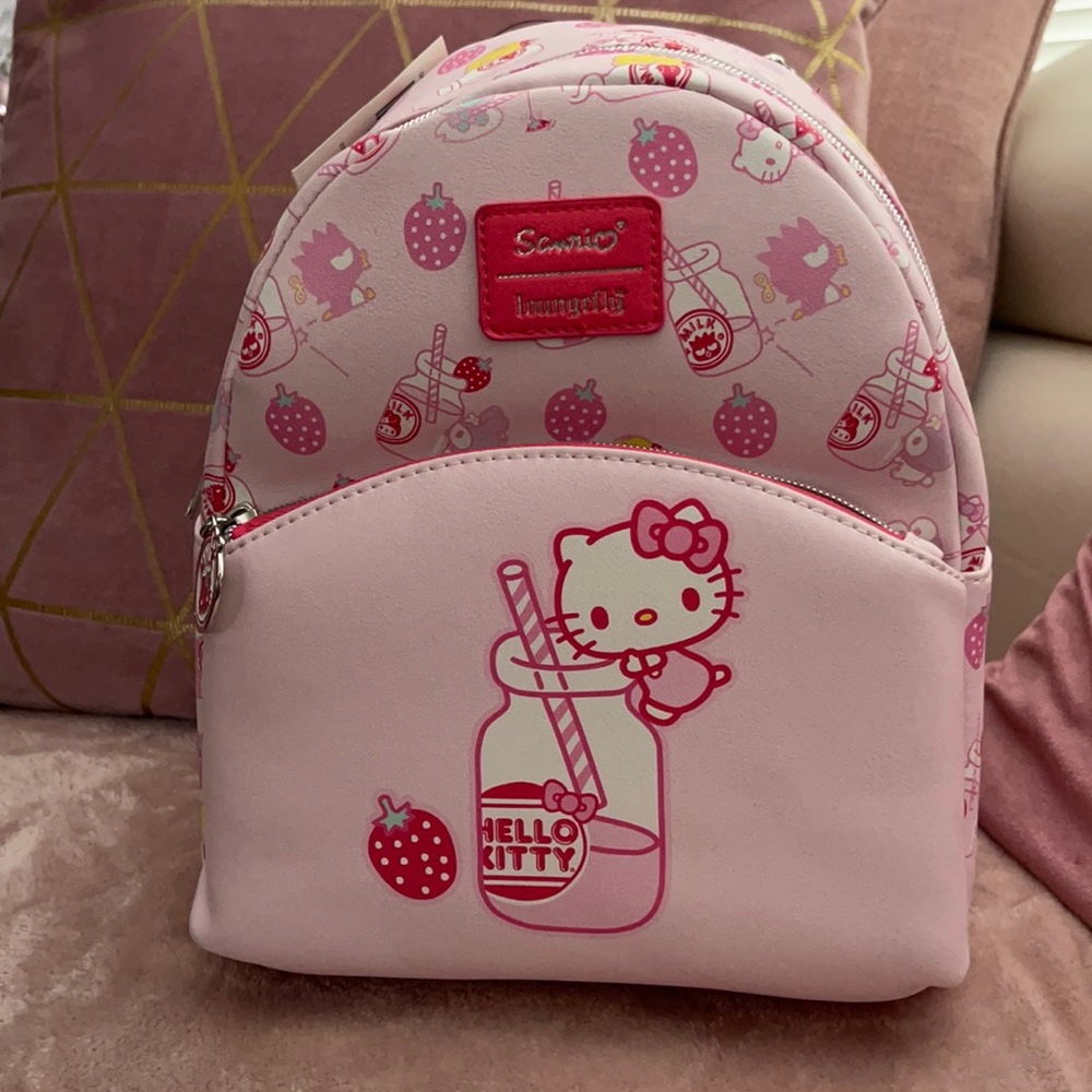 NWT Loungefly Hello Kitty Strawberry Milk mini Backpack